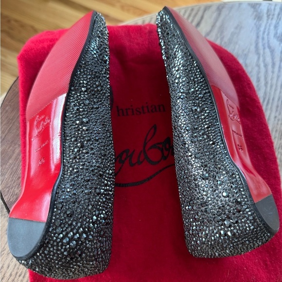 Christian Louboutin Black Strass Leather Gozul Ballet Flats 35 Swarovski gems - Picture 6 of 13